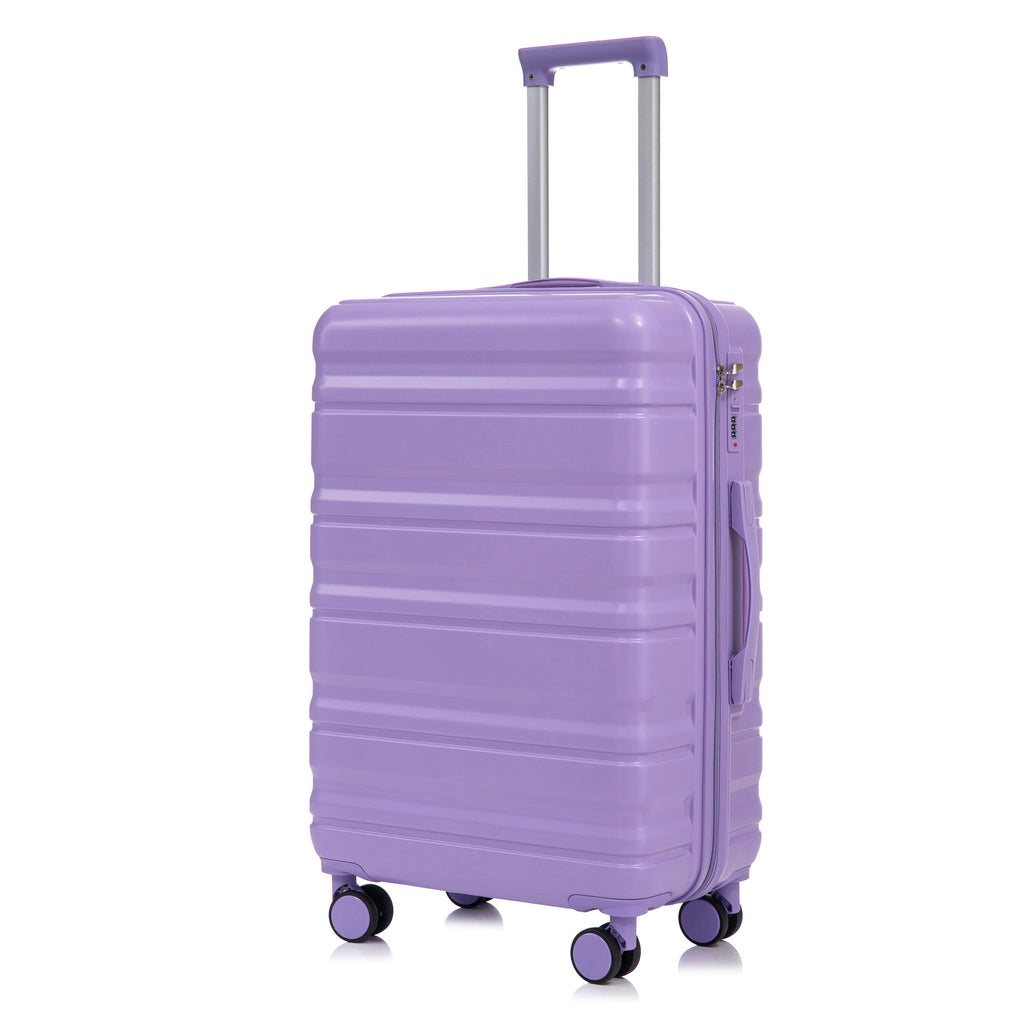 3 Piece 20" / 24" / 28" Spinner Luggage Set & Combination Lock, Durable Hard Shell With 360° Silent Wheels - Blue / Purple
