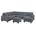 5 Piece Sectional Set Left Arm Loveseat With USB Port Corner Wedge Ottoman Armless Chair Right Arm Loveseat With Chaise - Gray / Slate