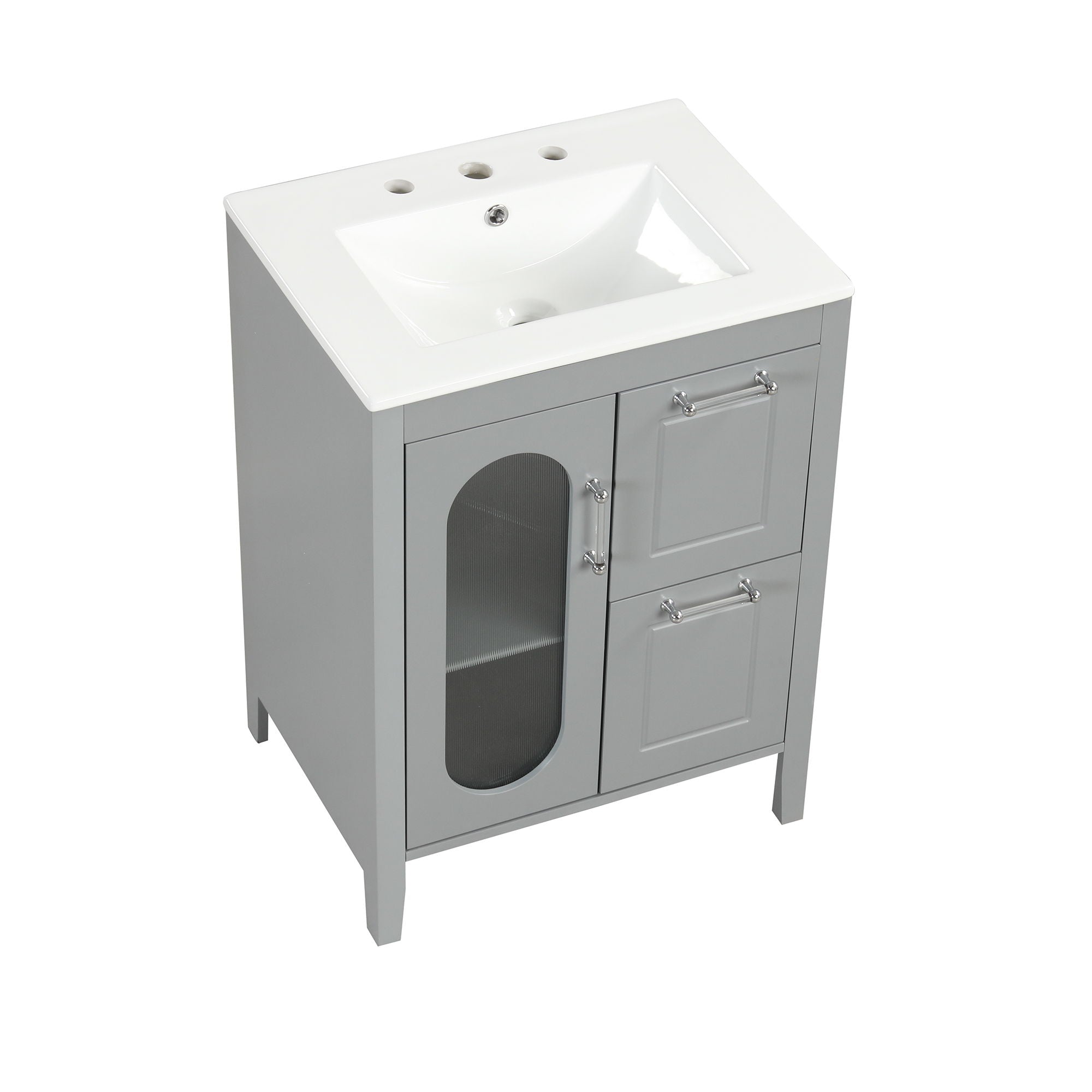 Modern Bathroom Vanity With Sink, Cabinet With 2 Drawers And Door, Adjustable Shelf