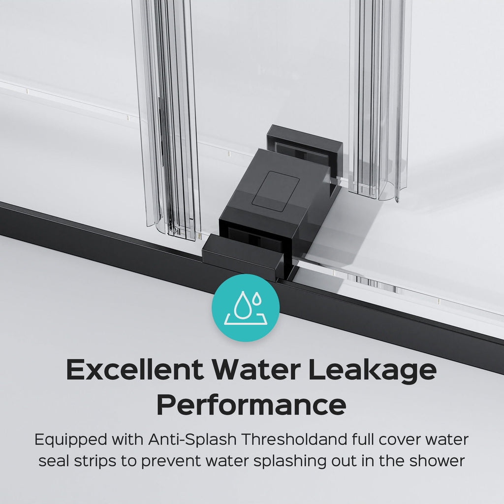 Frameless Double Sliding Shower Door In, Thick Tempered Glass, Reversible Installation