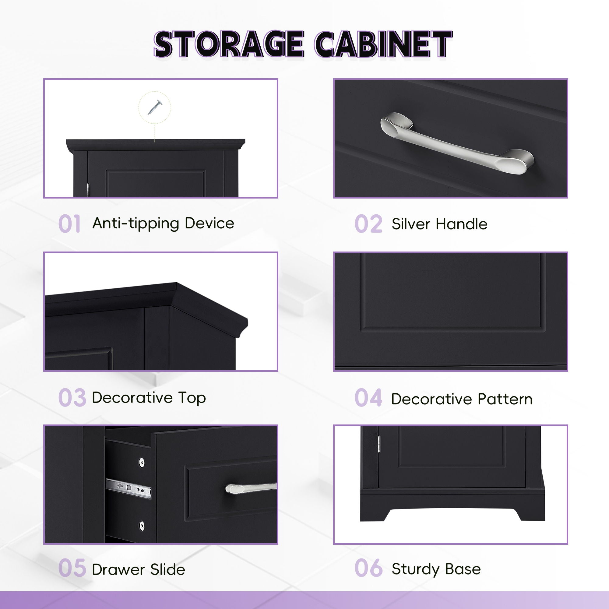 Tall Freestanding Bathroom Storage Cabinet With 2 Doors And Adjustable Shelves
