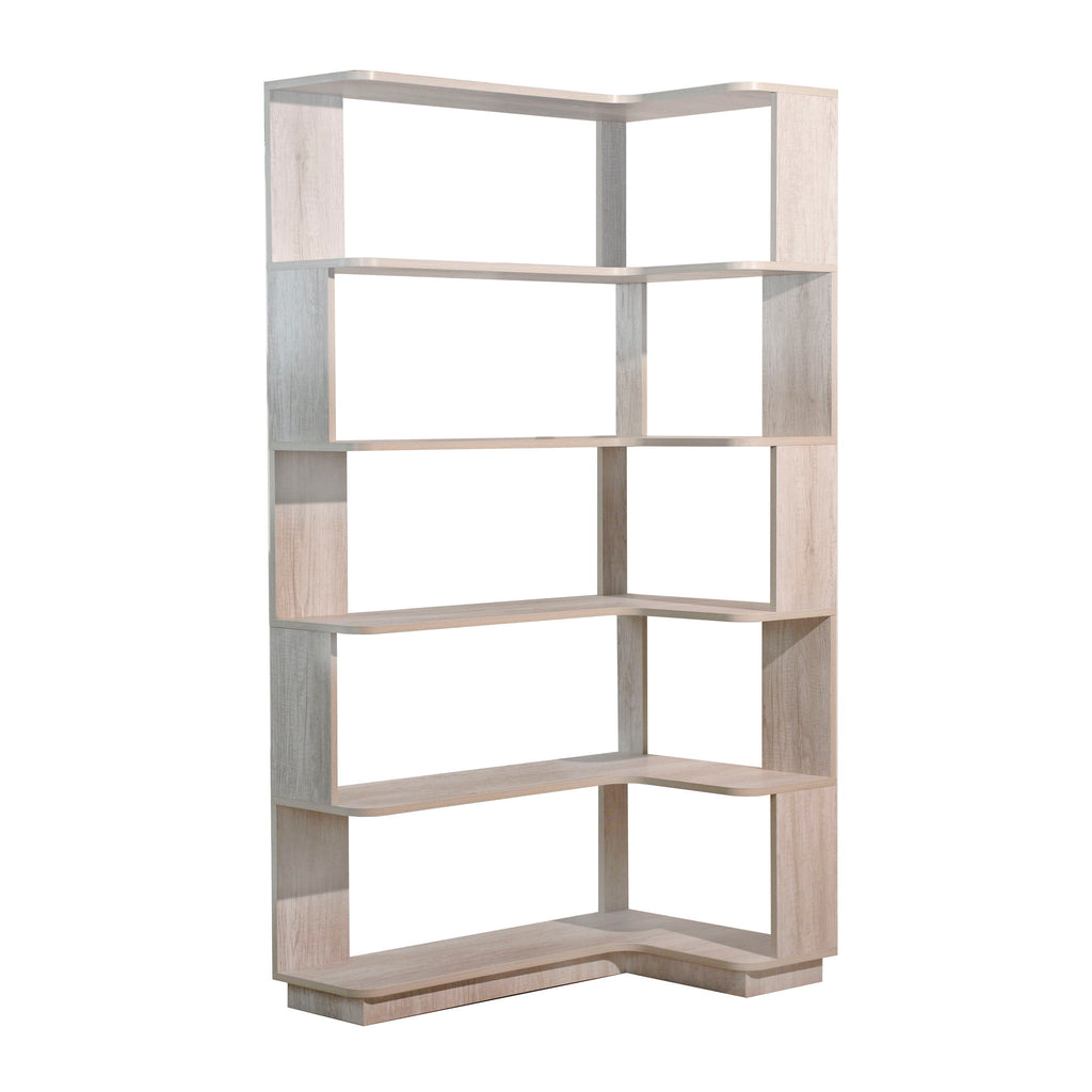 Extended Corner Bookshelf For Living Room - Light Gray