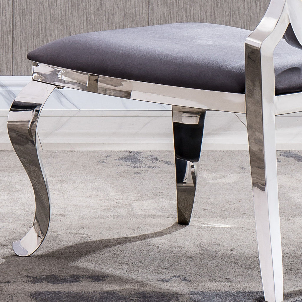 Dining Chair With Oval Backrest, Stainless Steel Legs (Set of 2)