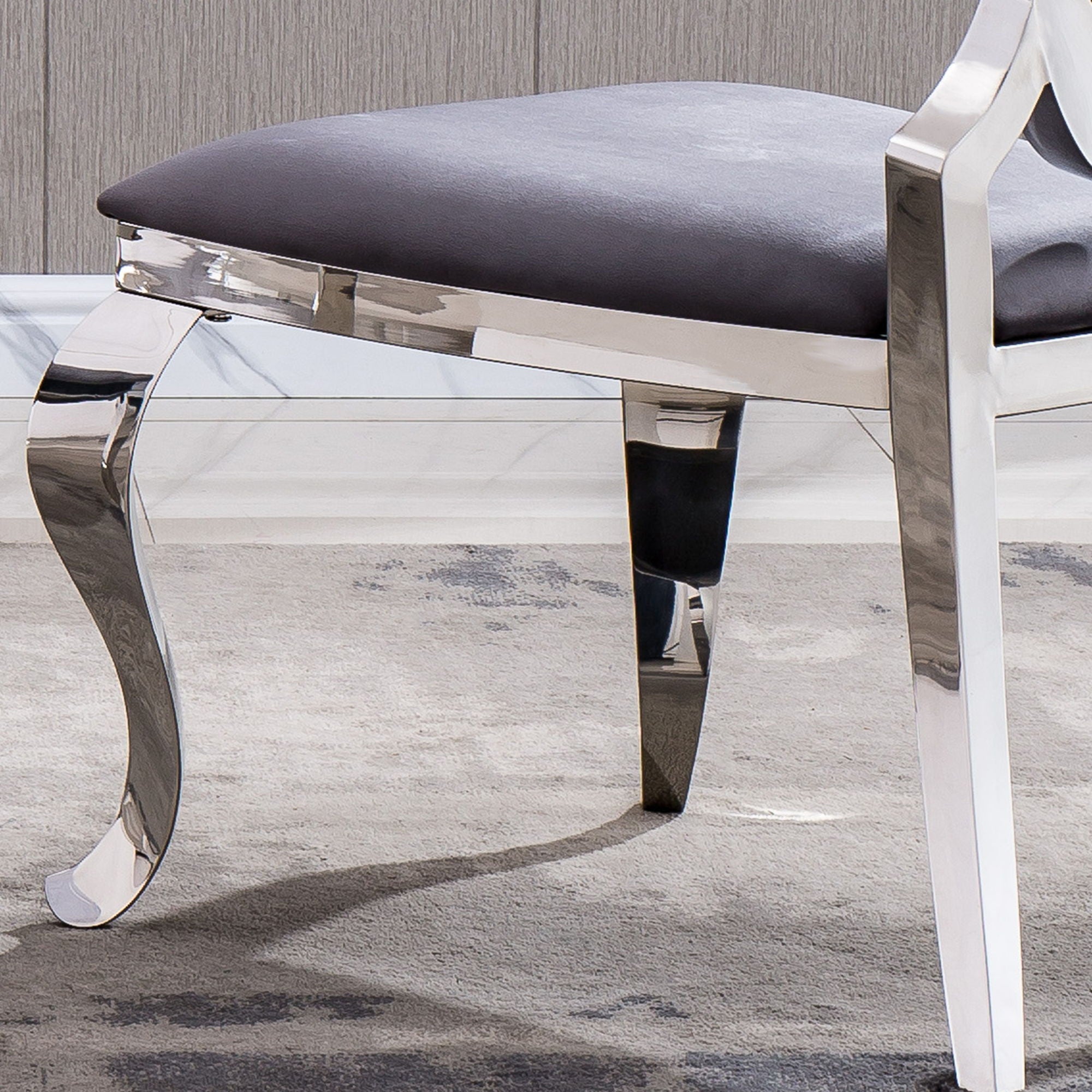 Dining Chair With Oval Backrest, Stainless Steel Legs (Set of 2)