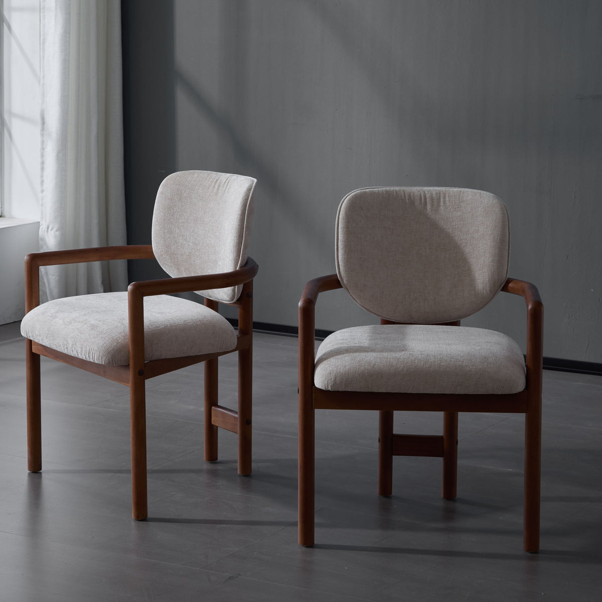 Upholstered Arm Dining Chairs (Set of 2)