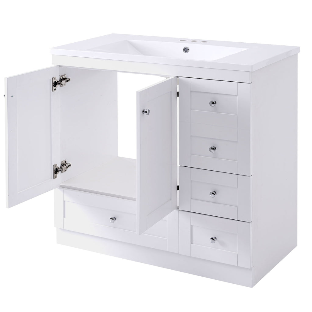 Shaker Free Standing Bathroom Vanity Cabinet With Sink, Soft Close Drawers, Soft Close Doors