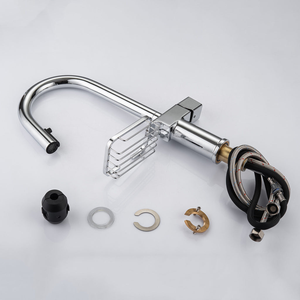 Cincosky - High Arc Pull Down Kitchen Faucet, Single Hole
