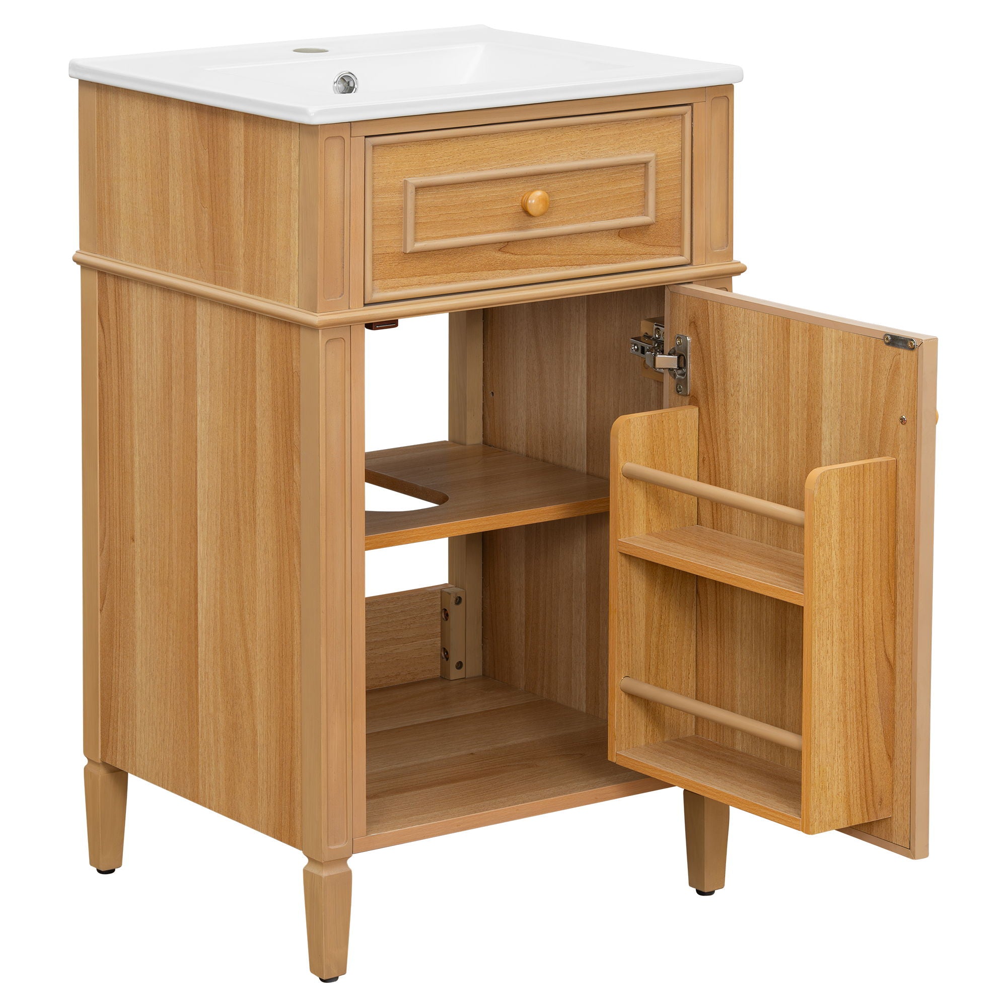 20" Bathroom Vanity With Sink, Adjustable Shelf, Tilt Out Drawer, Freestanding Cabinet - Wood