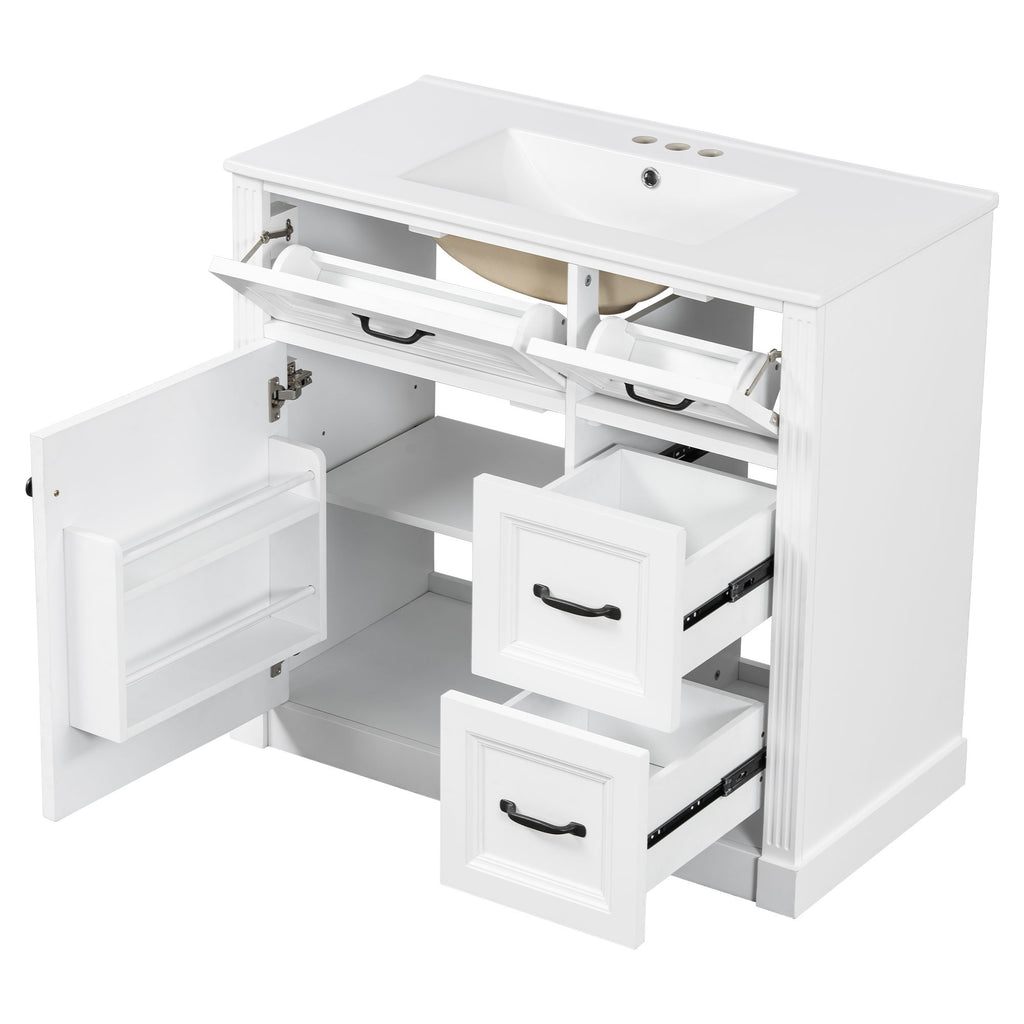 Modern Bathroom Vanity With Sink, 4 Drawers, Soft-Close Door, Adjustable Shelf