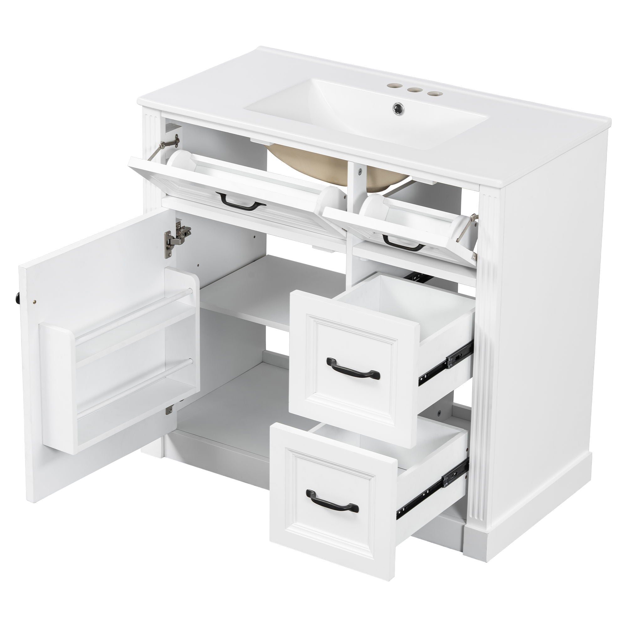 Modern Bathroom Vanity With Sink, 4 Drawers, Soft-Close Door, Adjustable Shelf