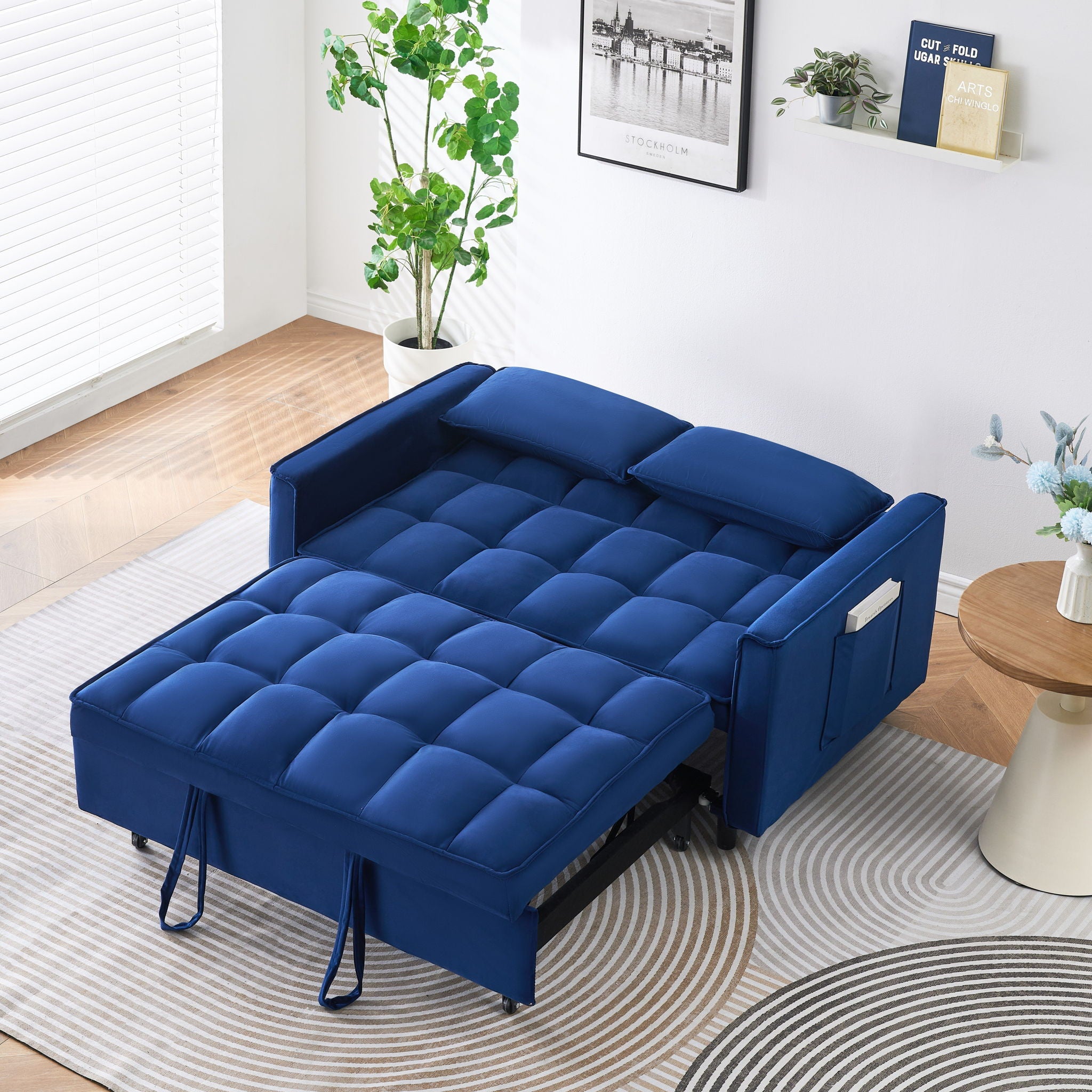 Sofa Bed With Pockets, 3 In 1 Convertible For Living Room