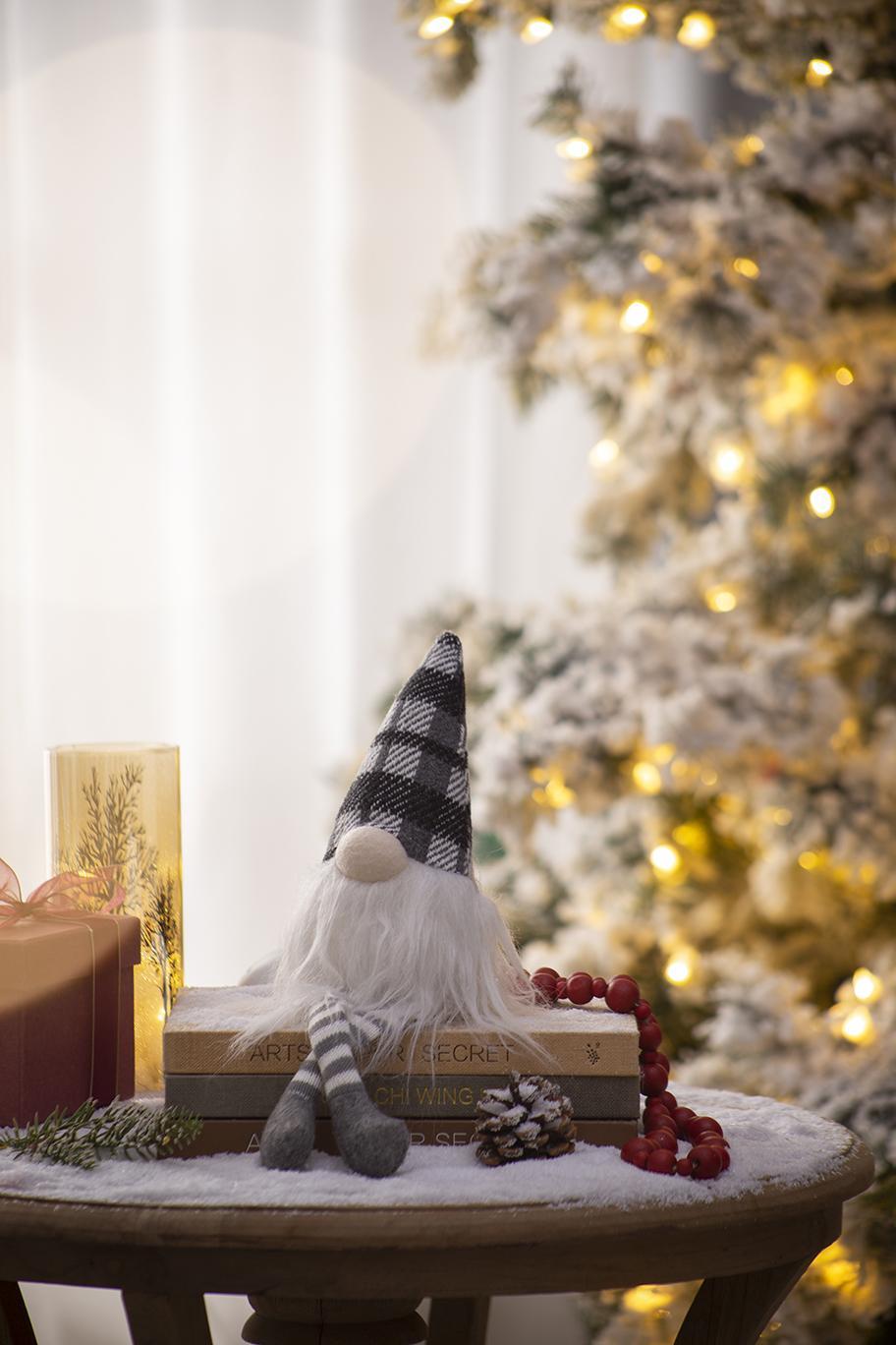 3 Pieces Sitting Gnome, Christmas Table Home Ornaments For Holiday Party Gifts - White / Gray