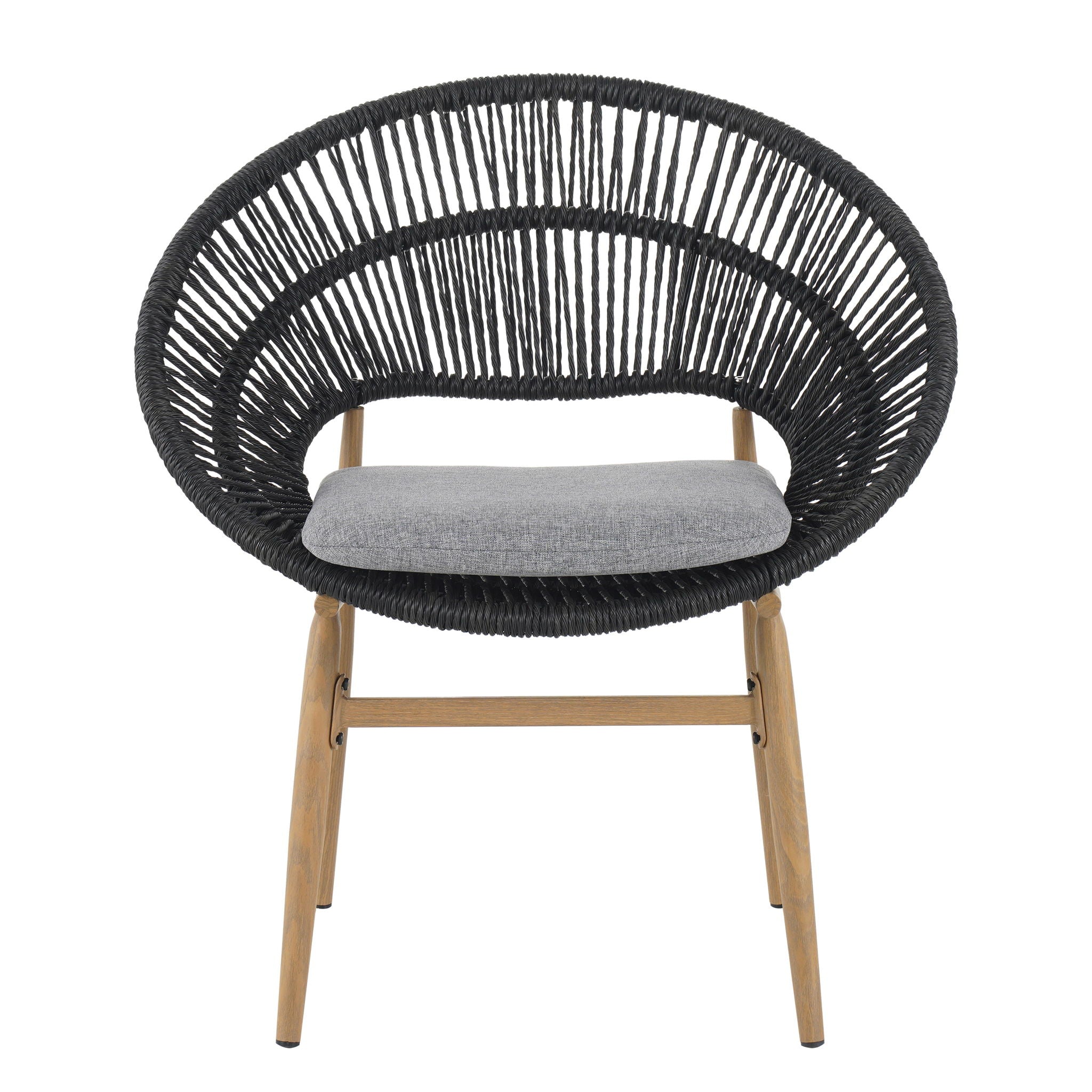 Cyril - Outdoor Patio 7 Piece Dining Set With Wicker Chairs And Table - Dark Gray / Teak