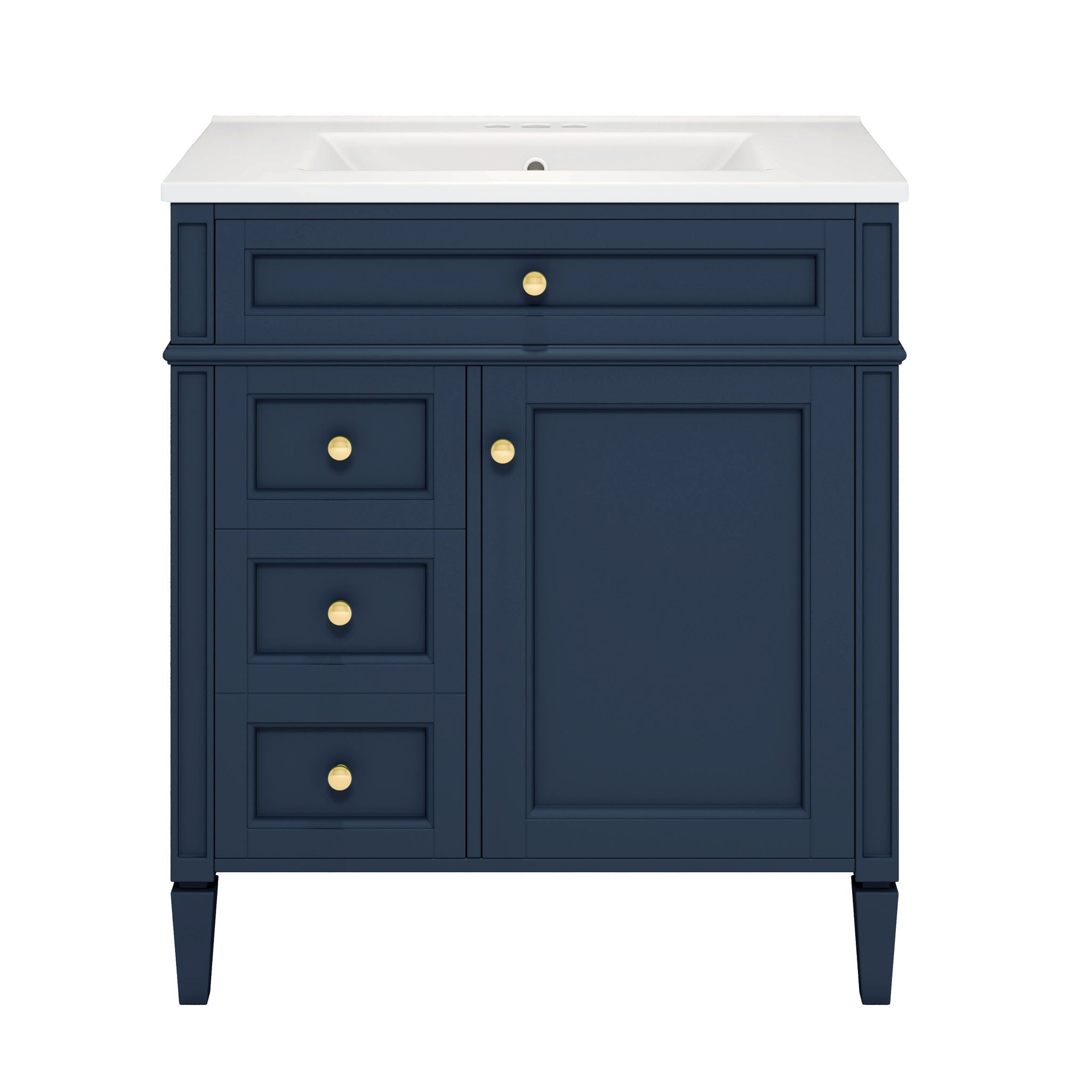 Bathroom Vanity With Medicine Cabinet, Royal Mirror Cabinet, Modern Bathroom Storage Cabinet With 2 Soft Closing Doors And 4 Drawers