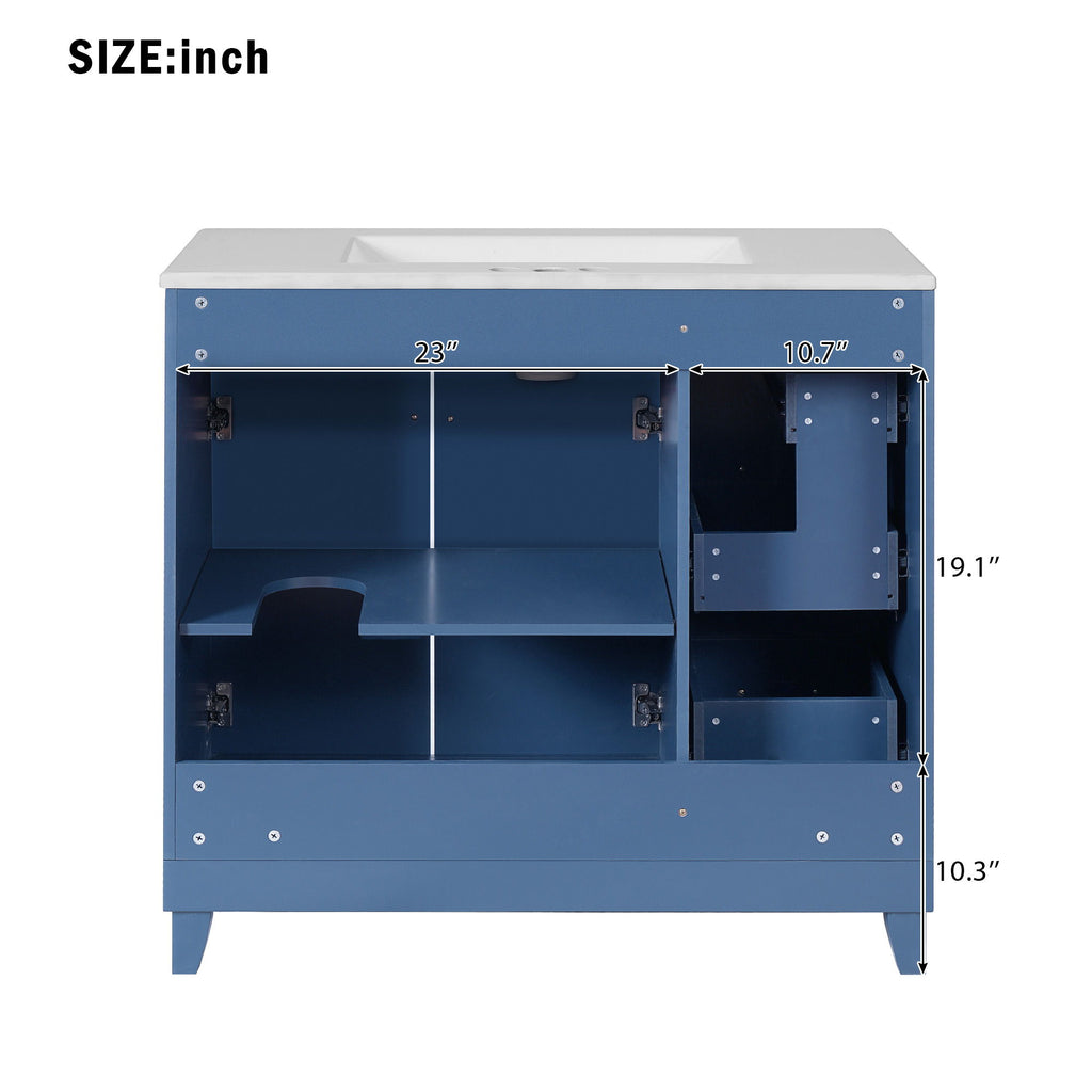 Bathroom Vanity With Sink, Soft Close Doors, Adjustable Shelves