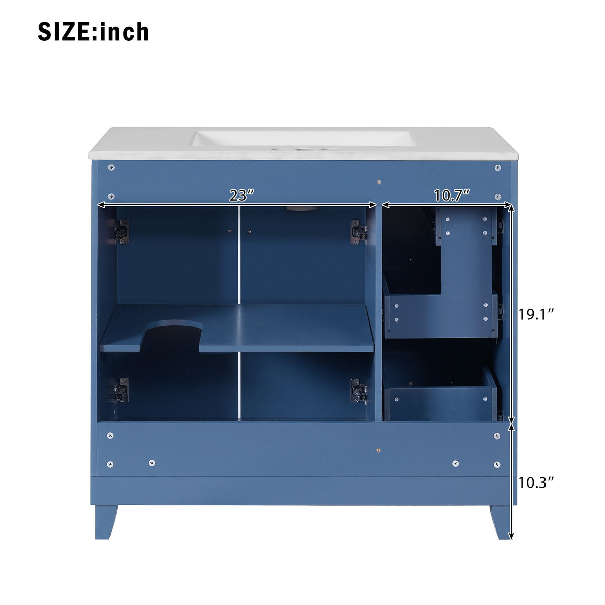 Bathroom Vanity With Sink, Soft Close Doors, Adjustable Shelves