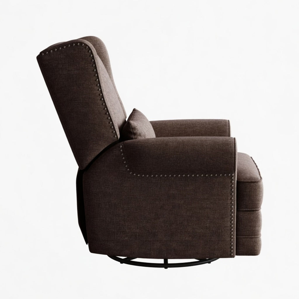 Extra Wide Swivel Recliner Glider Chair With Footrest - Brown