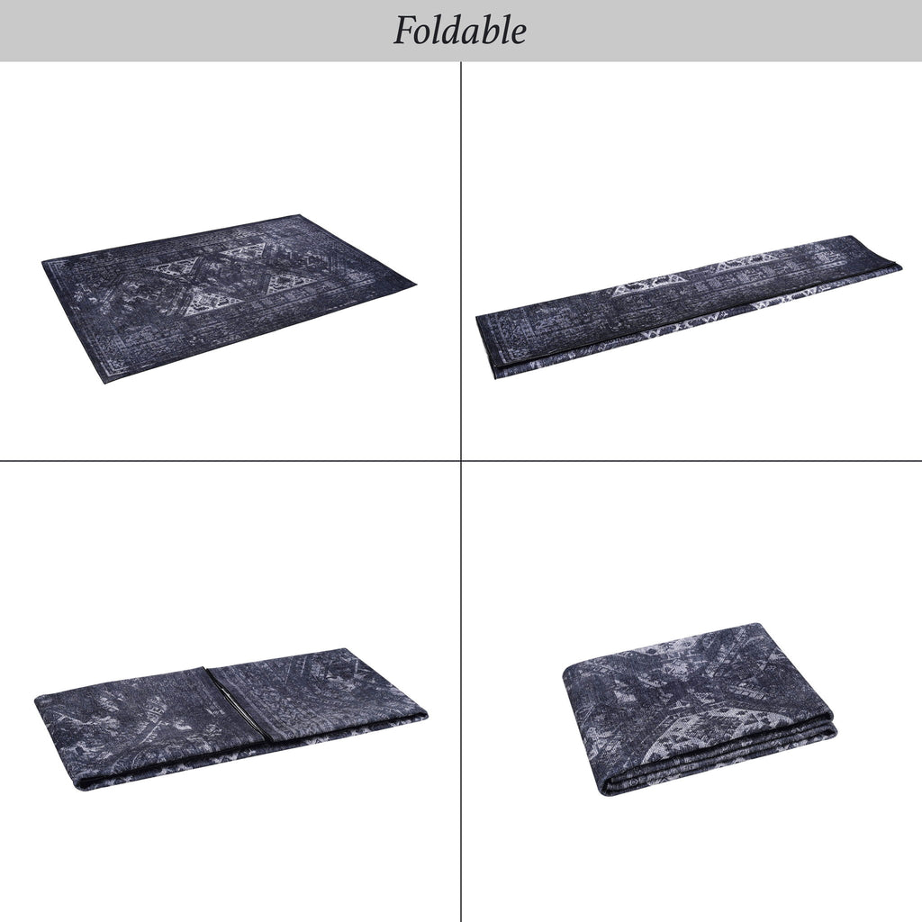Maval - 3' X 5' Washable Area Rug - Black / Gray