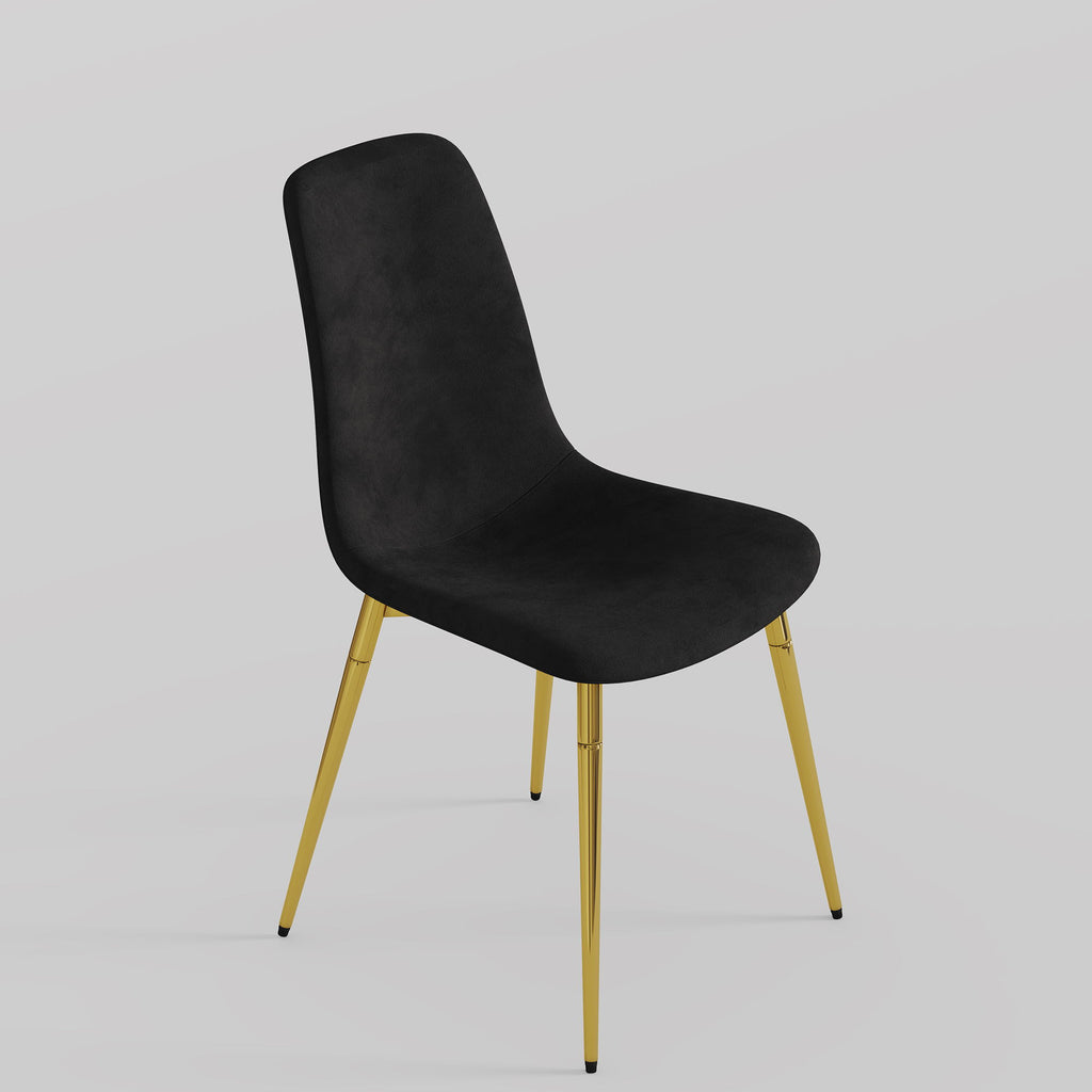 Fabric Dining Chairs, Upholstered Armless Accent Chairs, Classical Appearance And Metal Legs (Set of 4)