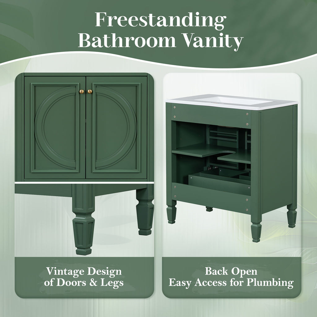 Bathroom Vanity With Sink With 2 Doors And Adjustable Shelf