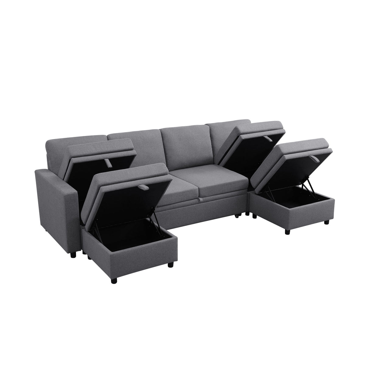 Extra Wide U - Shape Convertible Sleeper Sofa Bed With Dual Storage Ottoman