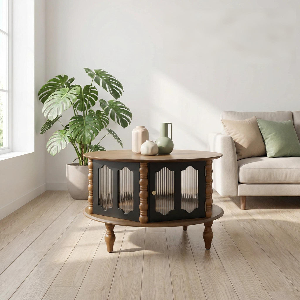 Round 3 Door Storage Coffee Table For Living Room