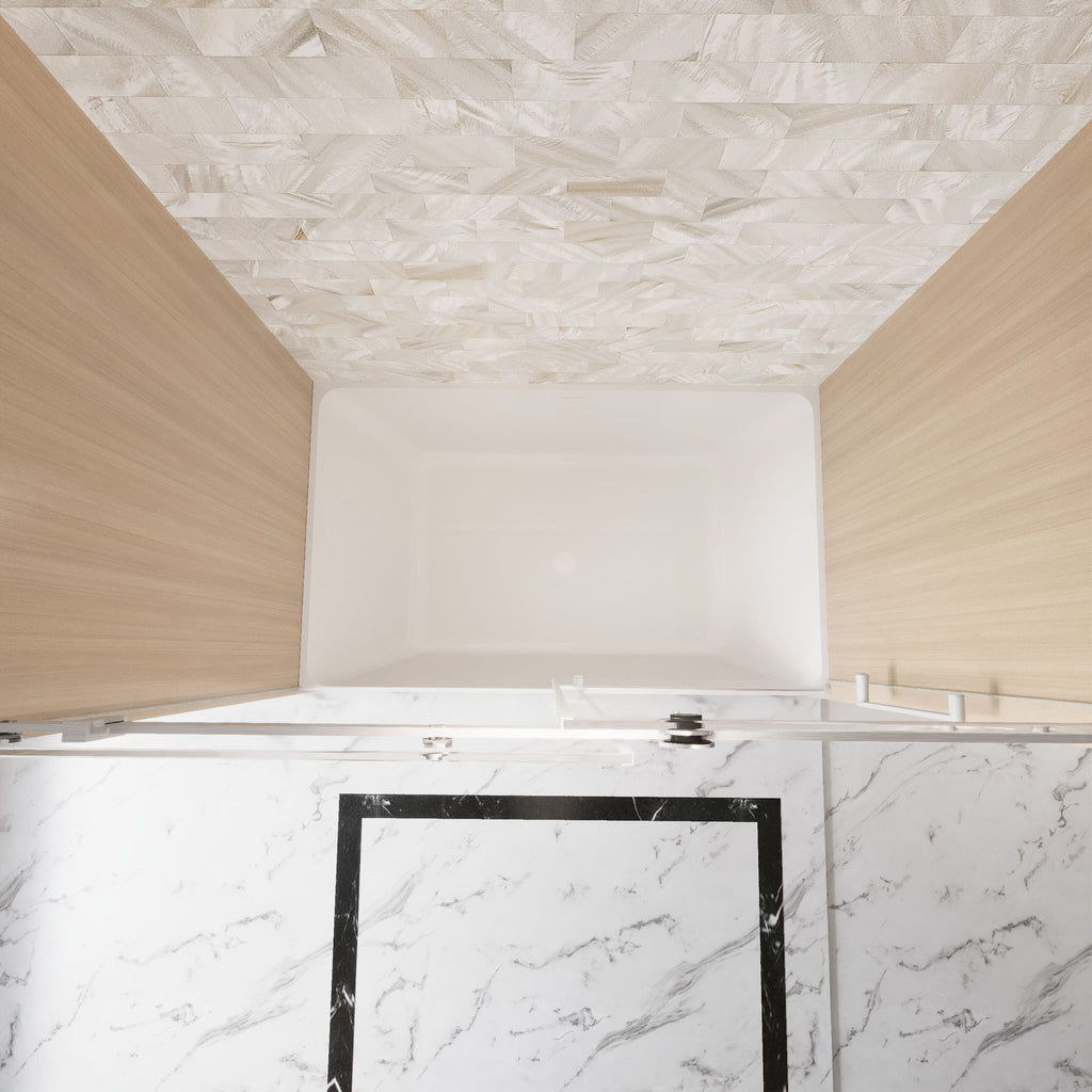 Frameless Single Sliding Shower Door & Handle And Square Tube Track