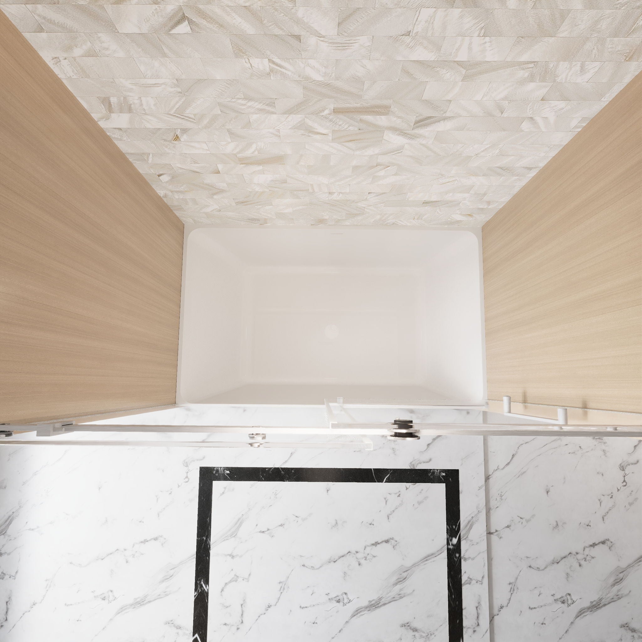 Frameless Single Sliding Shower Door & Handle And Square Tube Track