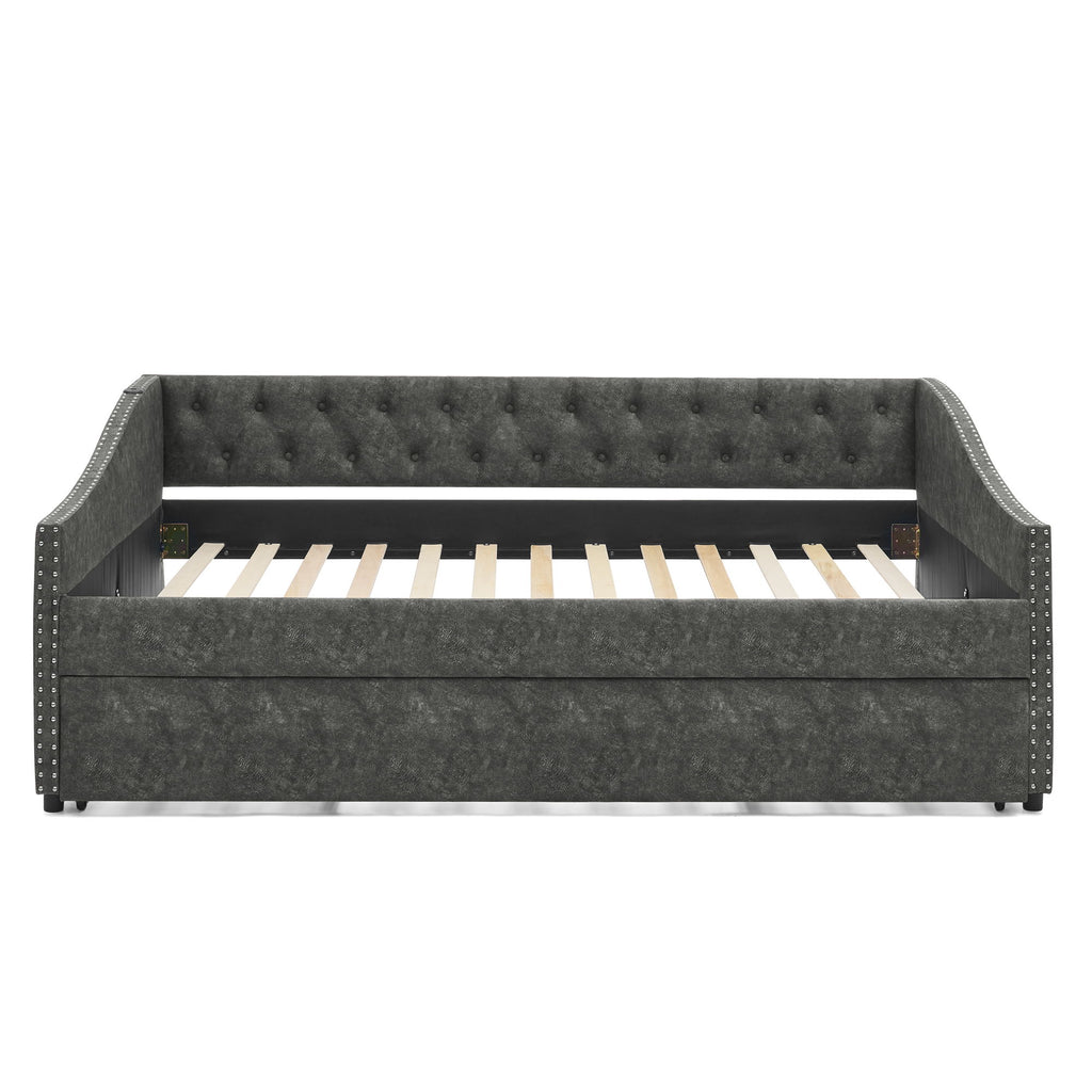Upholstered Daybed With USB Charging & Pull Out Bed