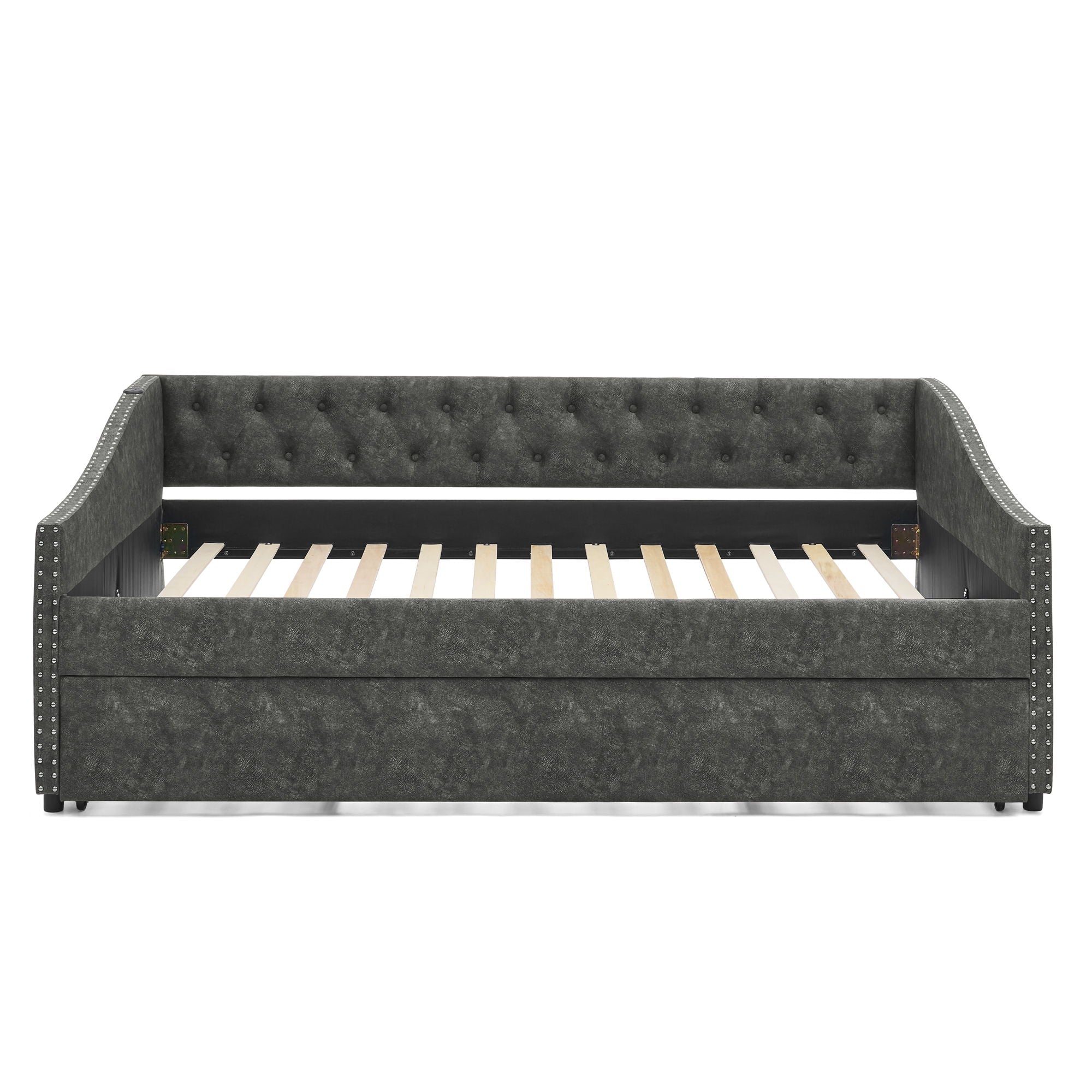 Upholstered Daybed With USB Charging & Pull Out Bed