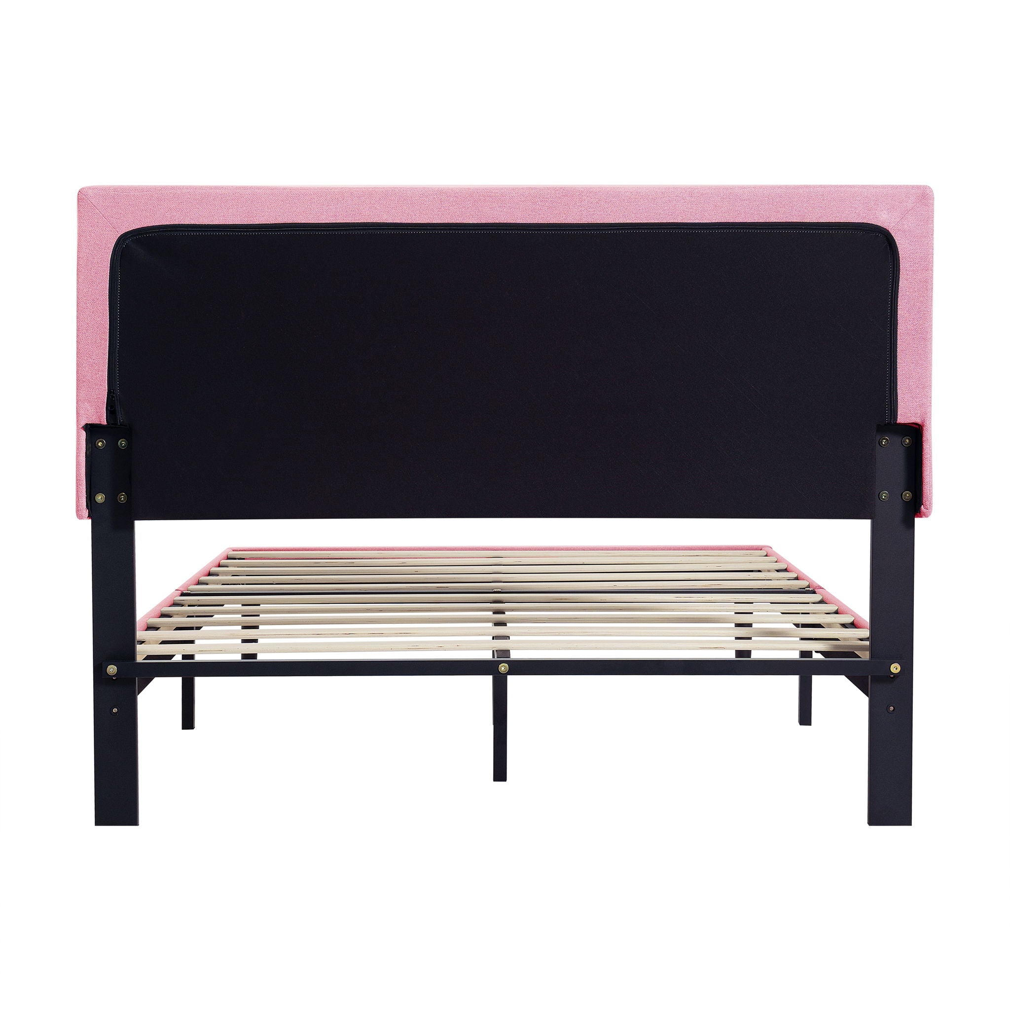 Modern Upholstered Platform Bed Frame With Button Tufted Fabric Headboard