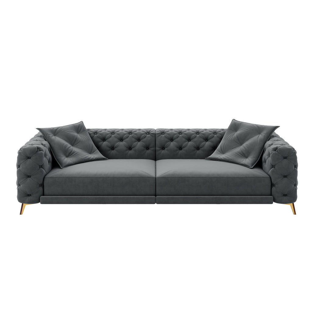 3 In 1 Convertible Sleeper, Deep Seat Pull Out Sofa Bed, Button Tufted