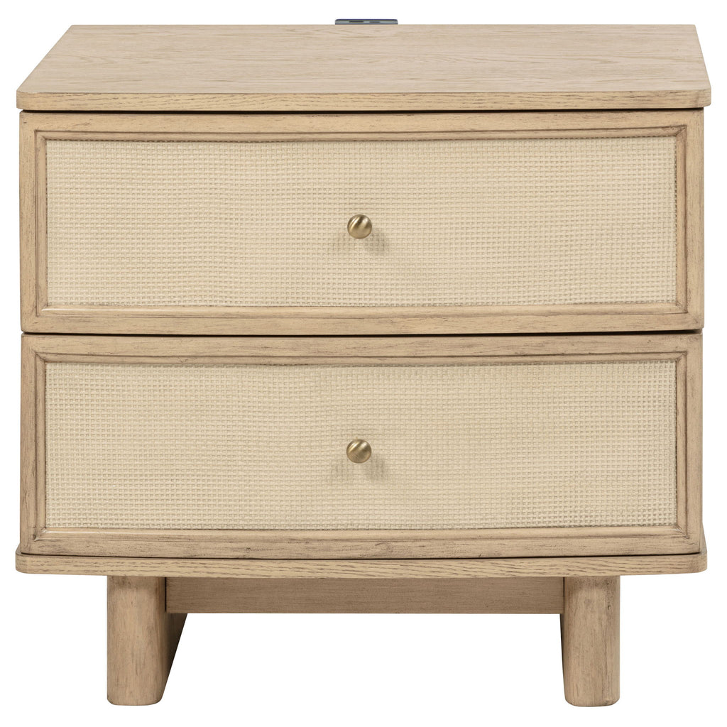 Kimpton - 2 Drawer Nightstand With USB Charging Ports - Beige