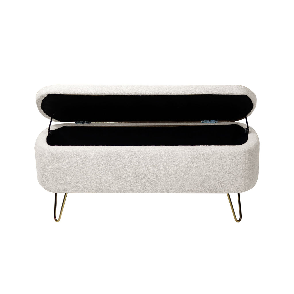 Storage Ottoman Bench For End Of Bed Legs, Modern Camel Faux Fur Entryway Bench Upholstered Padded With Storage For Living Room Bedroom