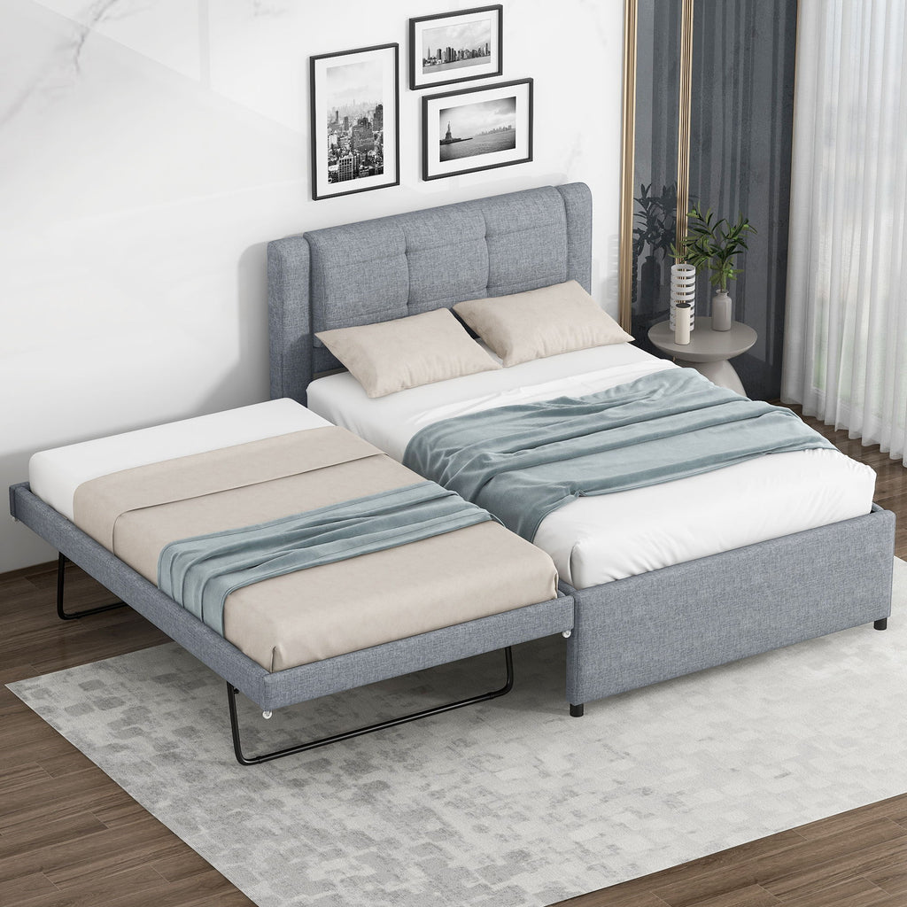 Upholstered Platform Bed With Multifunctional Trundle