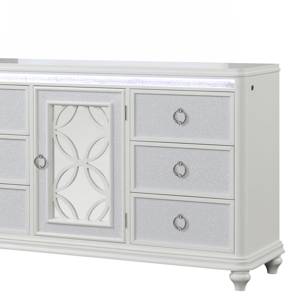 Abigale - 6 Drawer Dresser With LED (Includes Dresser Only, Mirror Not Included) - White