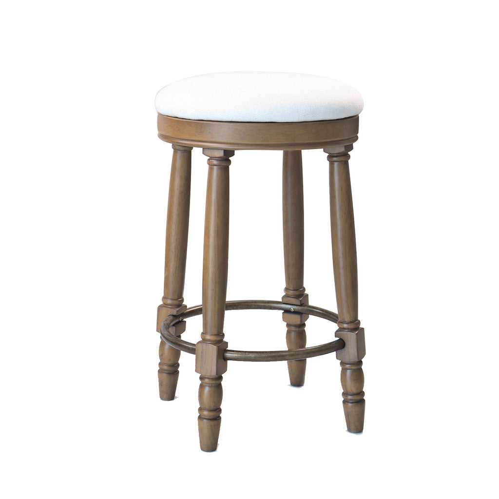 360° Swivel Wooden Barstools With Upholstered Seat, Counter Height (Set of 2)