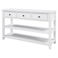 Retro Design Console Table With Two Open Shelves, Pine Frame And Legs For Living Room