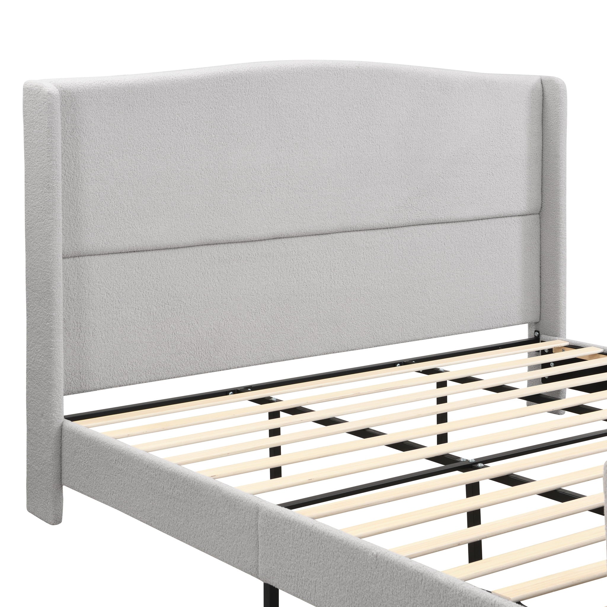 Platform Bed Frame With Tall Headboard And High Footboard
