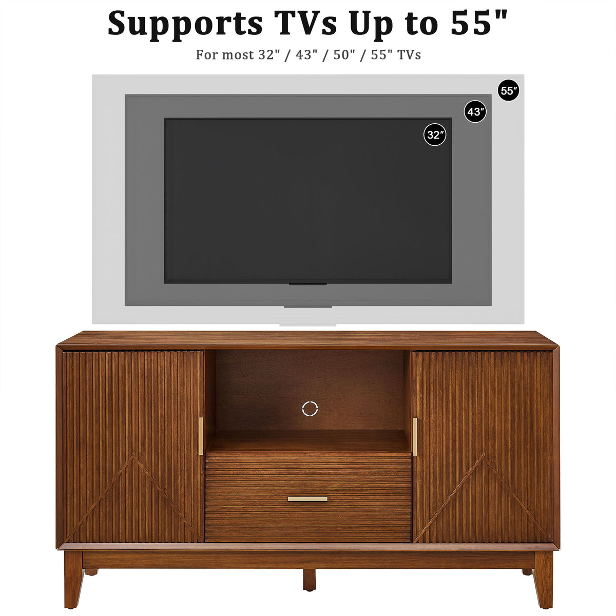 TV Stand With Drawer And Cabinets - Brown
