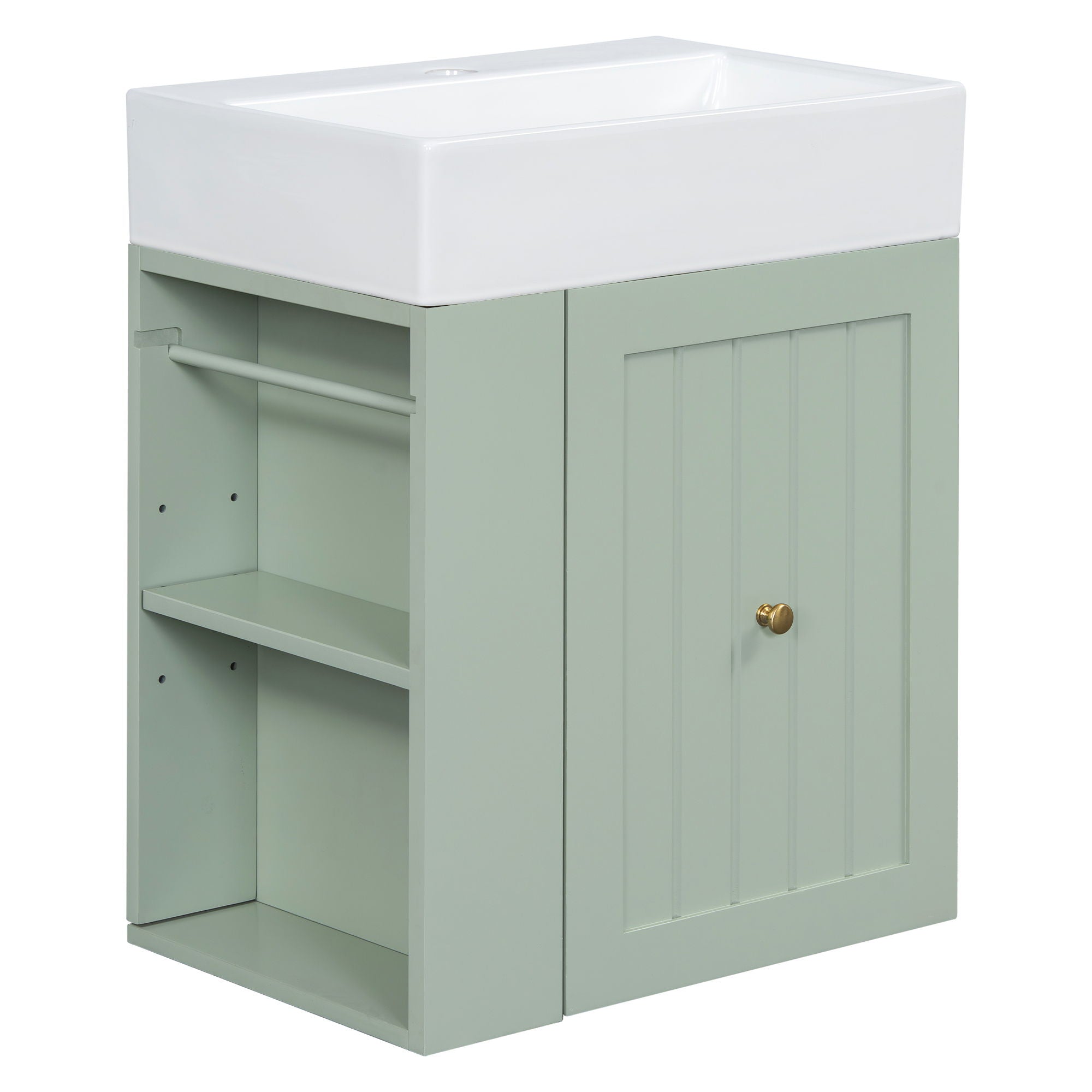 Modern Bathroom Vanity With Sink, Storage Cabinet, Drawer & Side Shelf