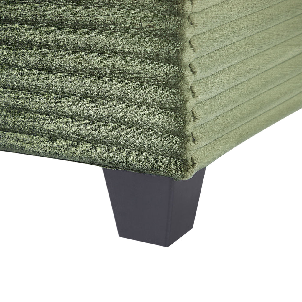 Upholstered U-Shaped Sectional Sofa With Movable Ottoman And Side Storage Pockets
