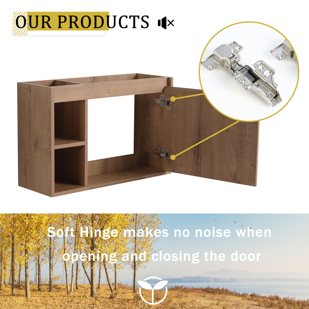 Sleek Design Freestanding Bathroom Vanity With Sink, Soft Close Door