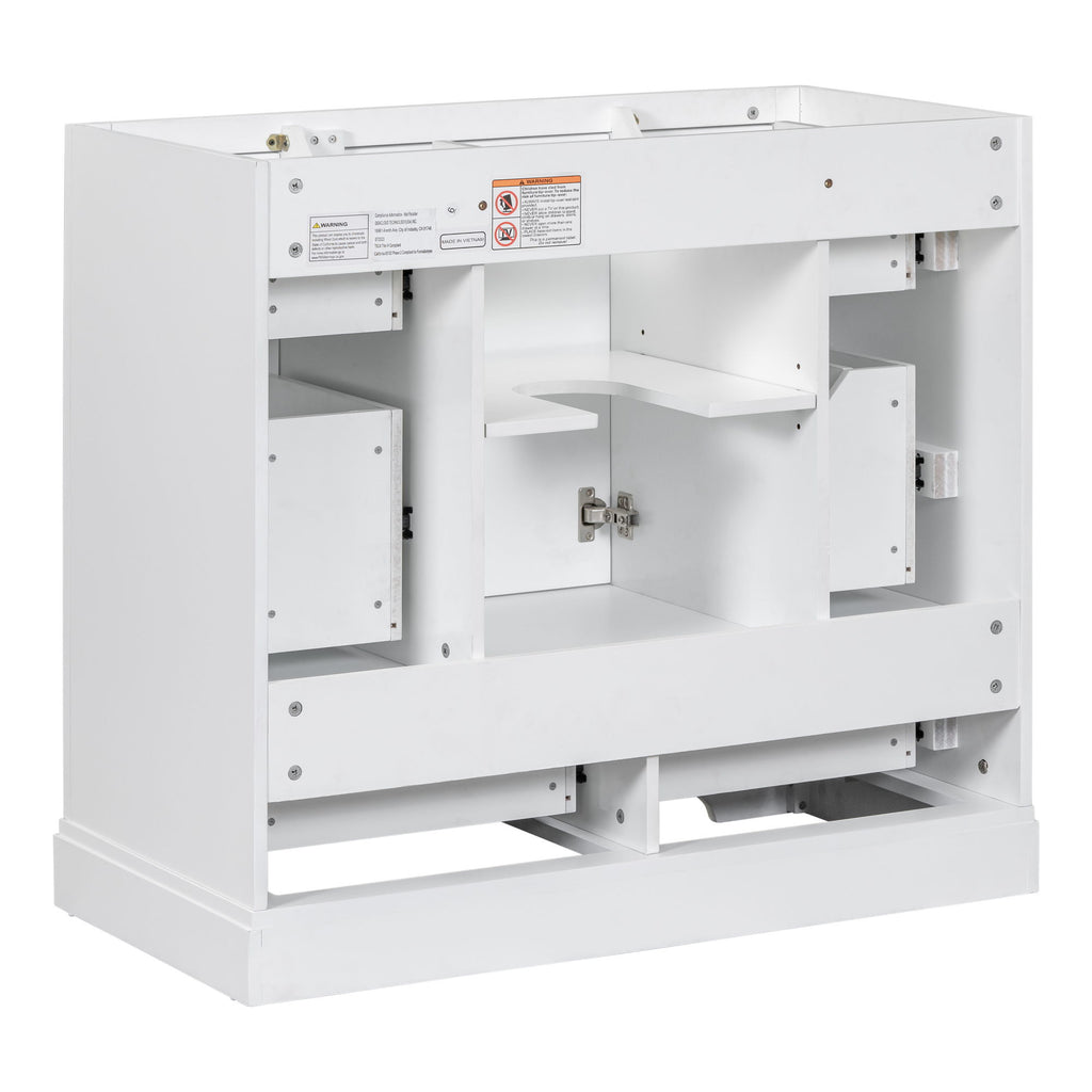 Modern Bathroom Vanity Base Only, 6 Drawer Storage With Adjustable Shelf