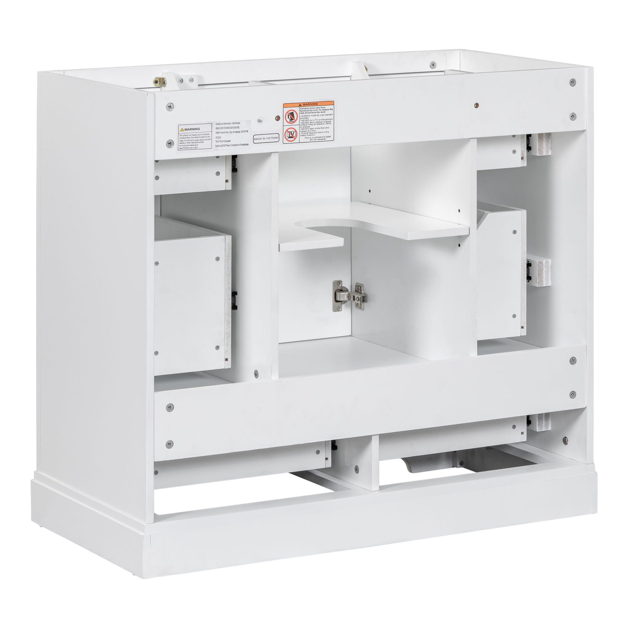 Modern Bathroom Vanity Base Only, 6 Drawer Storage With Adjustable Shelf