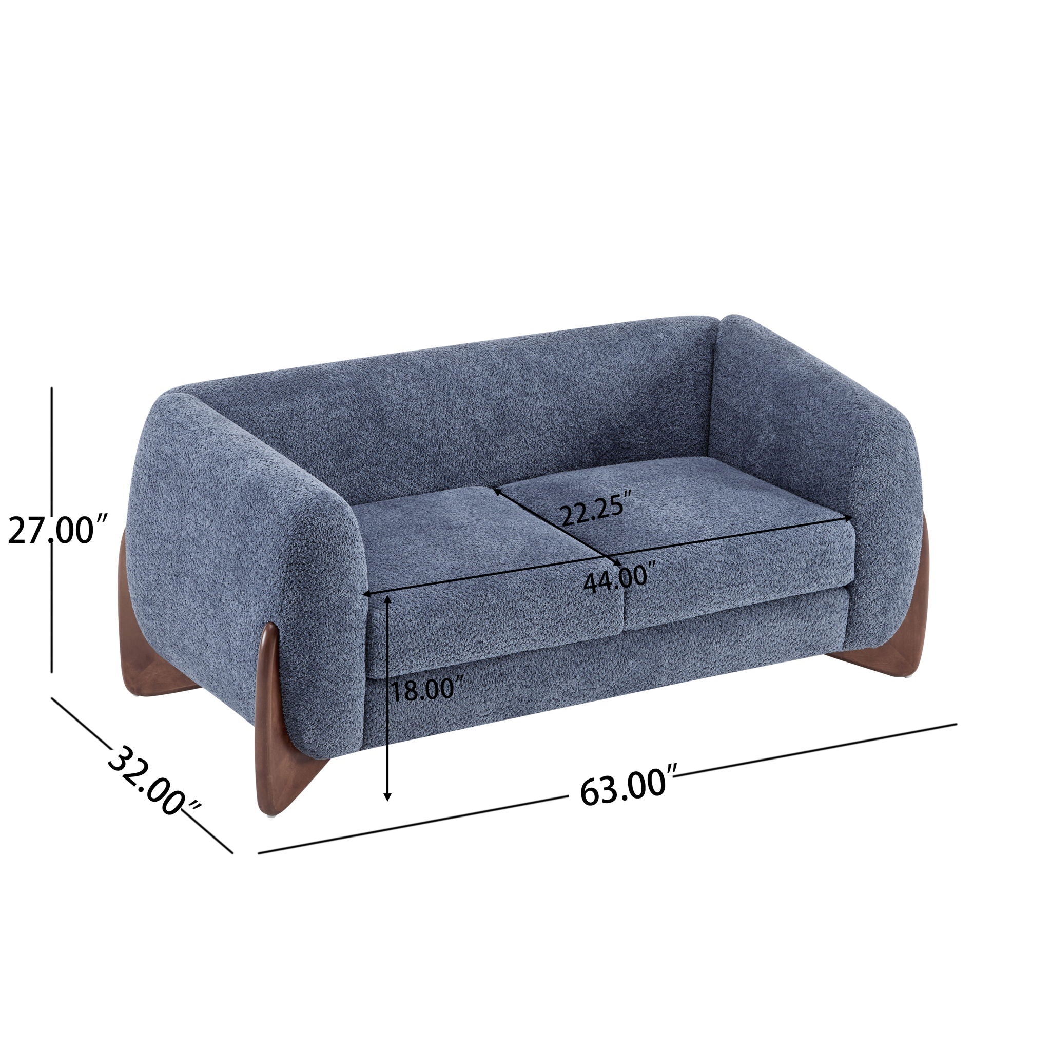 Contemporary Boucle Sherpa Sofa With Birch Wood Legs