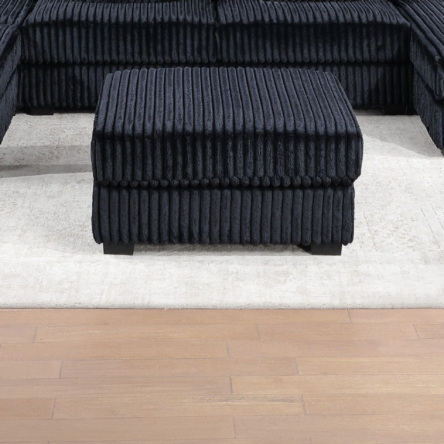 Soft Upholstered Ottoman - Black