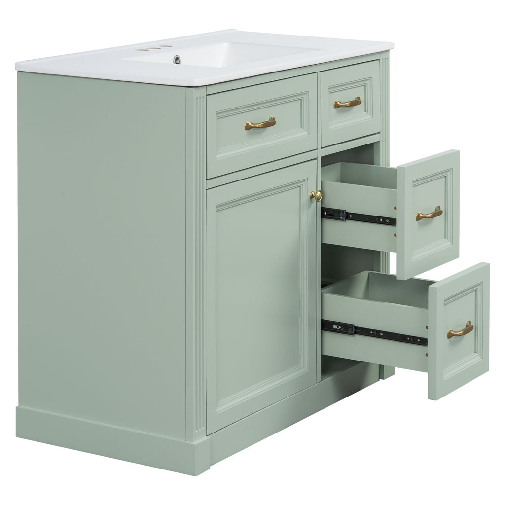 Modern Bathroom Vanity With Sink, 4 Drawers, Soft-Close Door, Adjustable Shelf