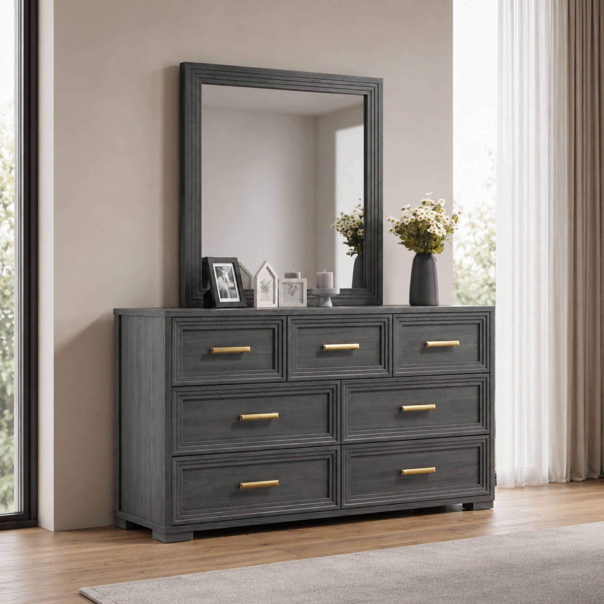 Colorado - Square Mirror (Dresser Not Included) - Charcoal