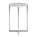 Marsden - Side Table With Polished Base - White / Silver